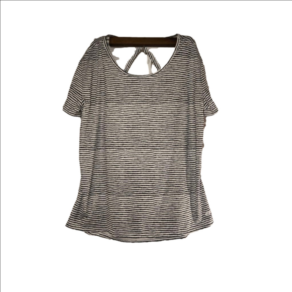 Women's Champion Short Sleeve Tee M White Black Striped